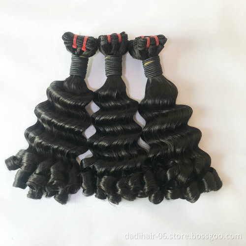 xuchang hair factory double drawn remy human hair weaving,10A grade funmi wave 100% virgin natural hair weaves